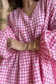 Nonni Gingham Artist Smock Hot Pink